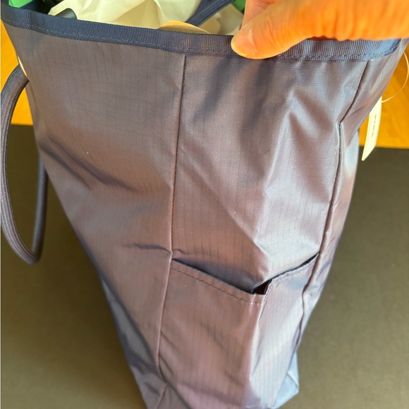 New Pink Victoria’s Secret Navy and Green Nylon Reversible Collegiate Tote - Picture 6 of 9